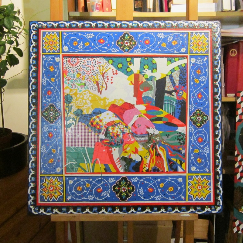 modern art with decorated frame with persian patterns